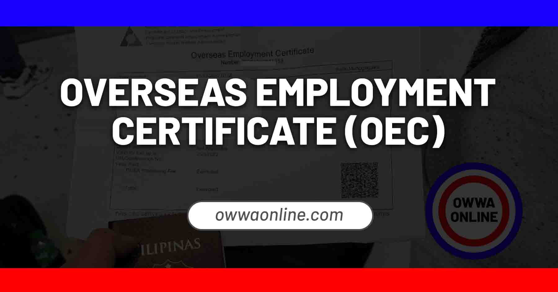 oec overseas employment certificate for balik manggagawa ofw