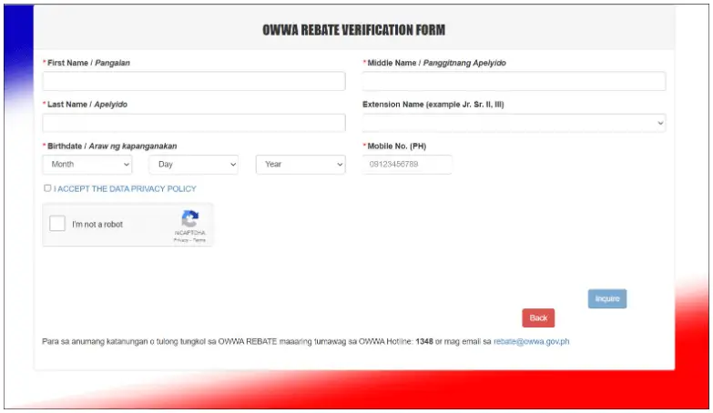 owwa rebate verification form