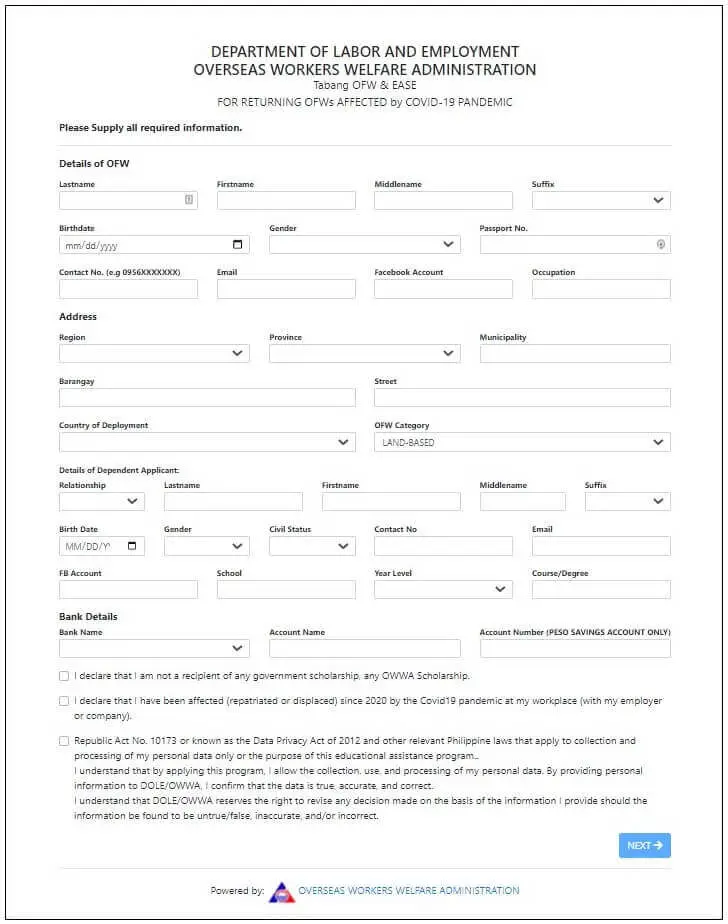 tabang ofw scholarship application form