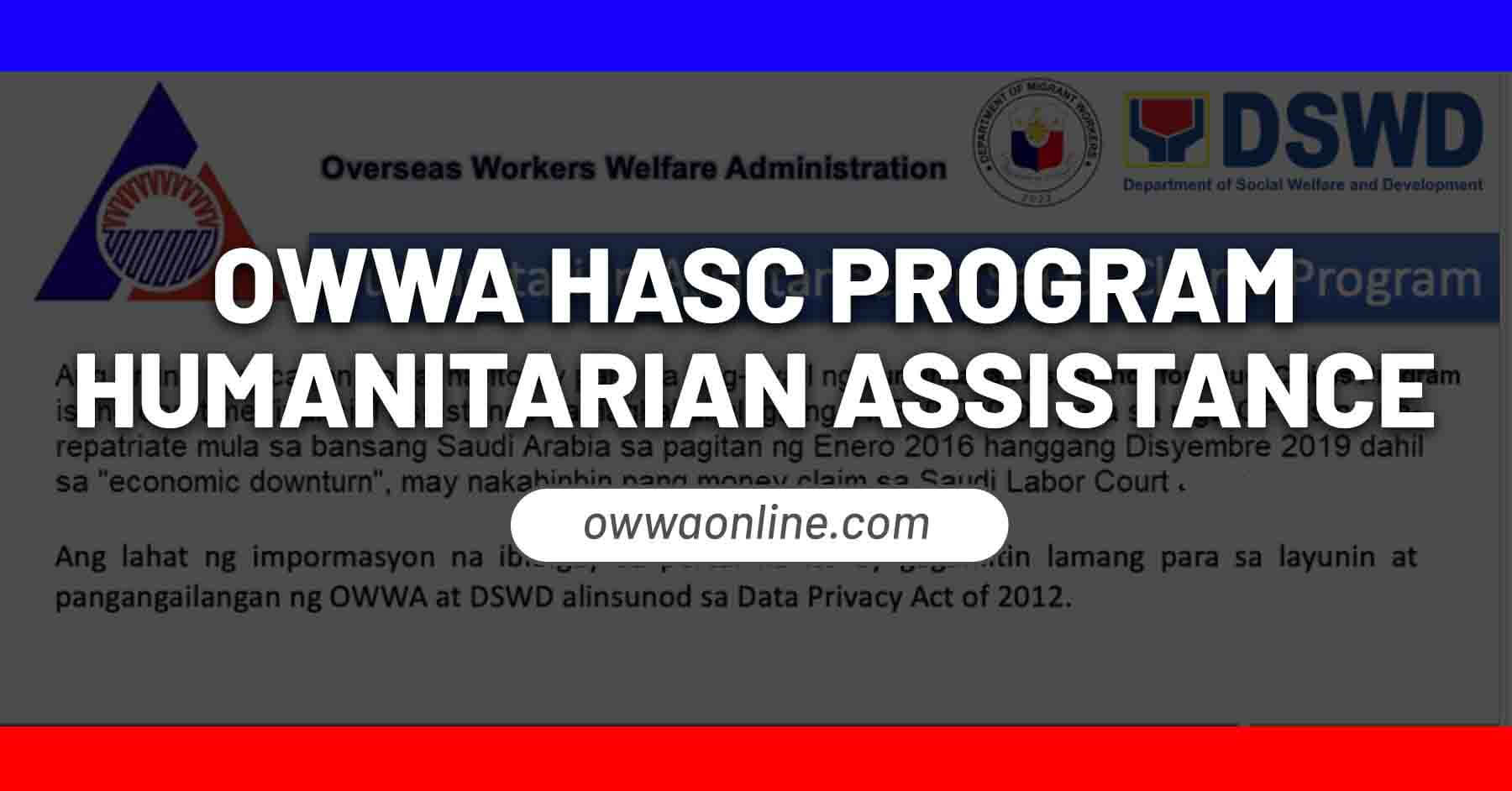 owwa hasc program humanitarian assistance for saudi claims